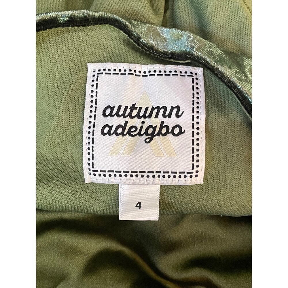 Autumn Adeigbo Aubrey Cutout Velvet Mini Dress Green Womens 4 - Picture 8 of 9